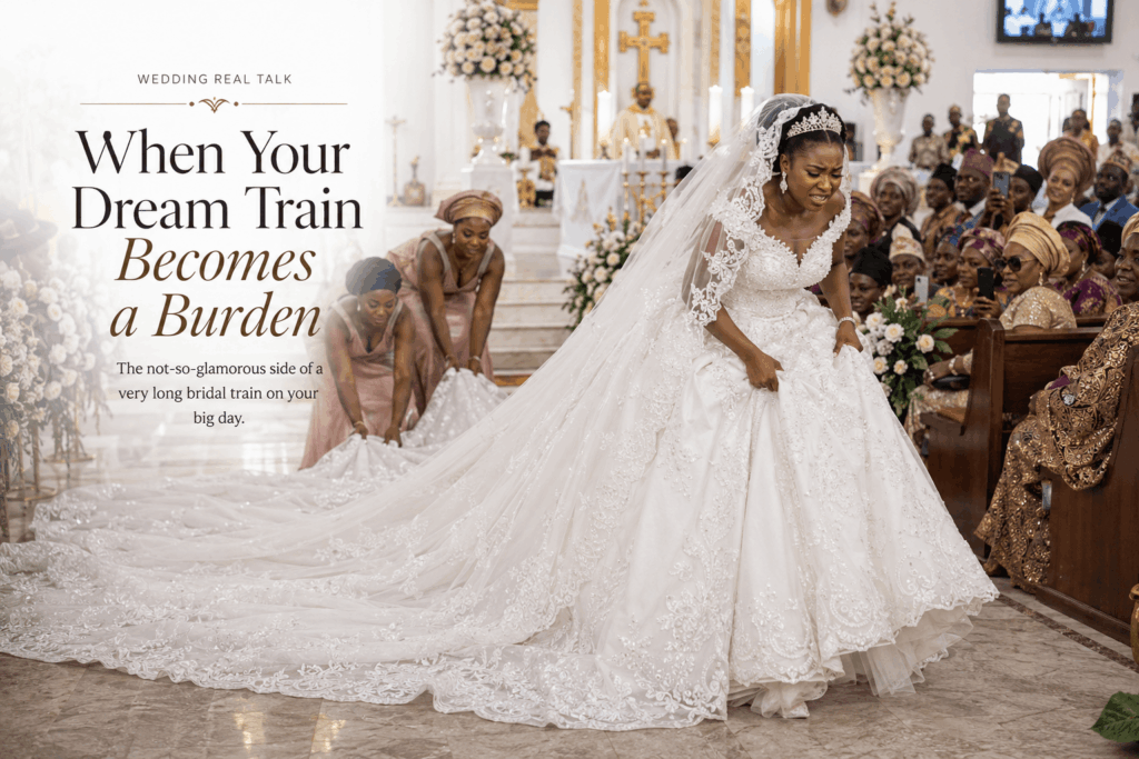 bride with her bridal train