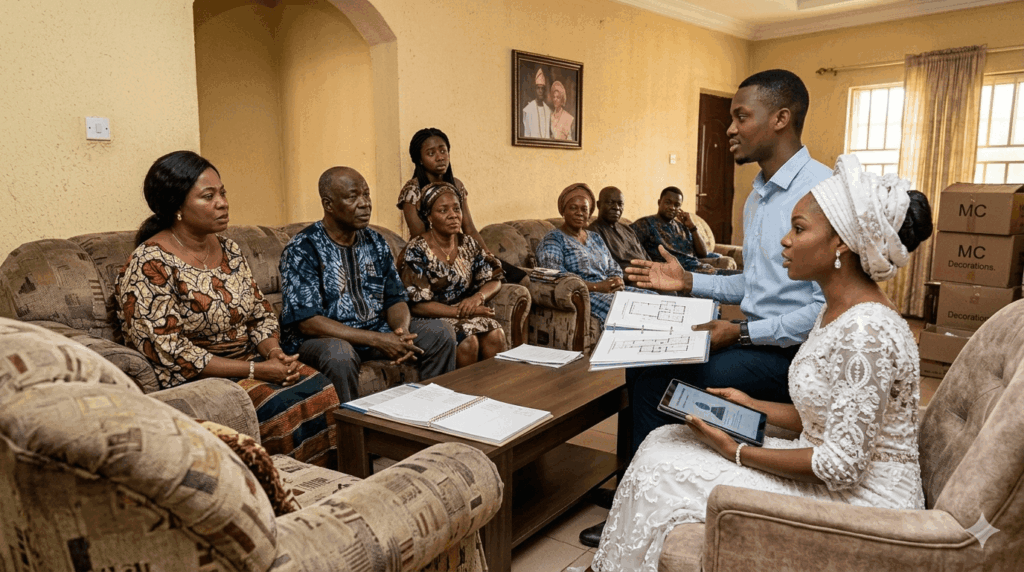 couples explain their plans to their families