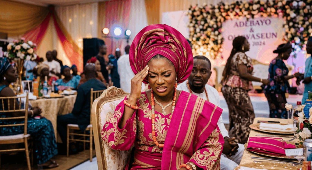 bride feeling discomfort in her head