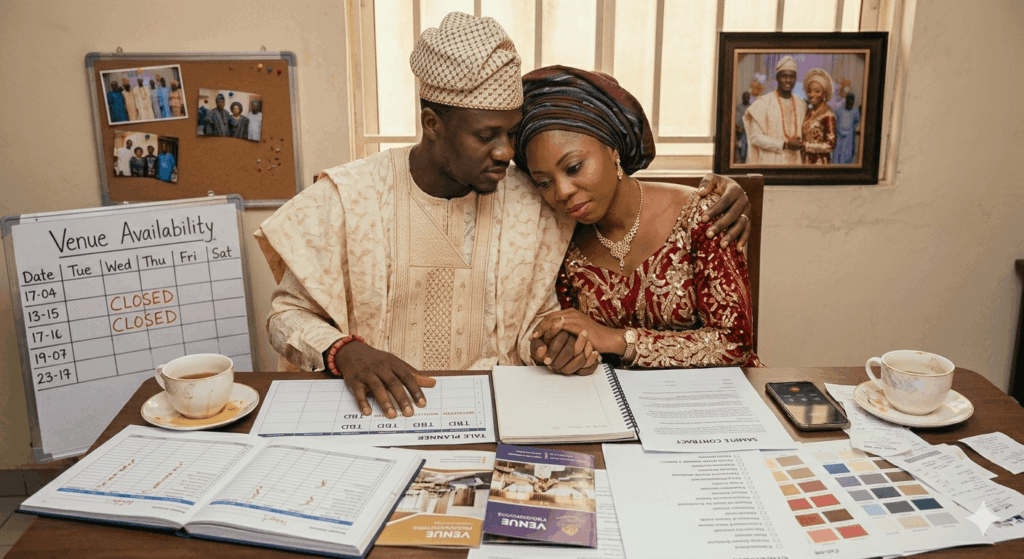 Engaged couple staying united during wedding planning challenges